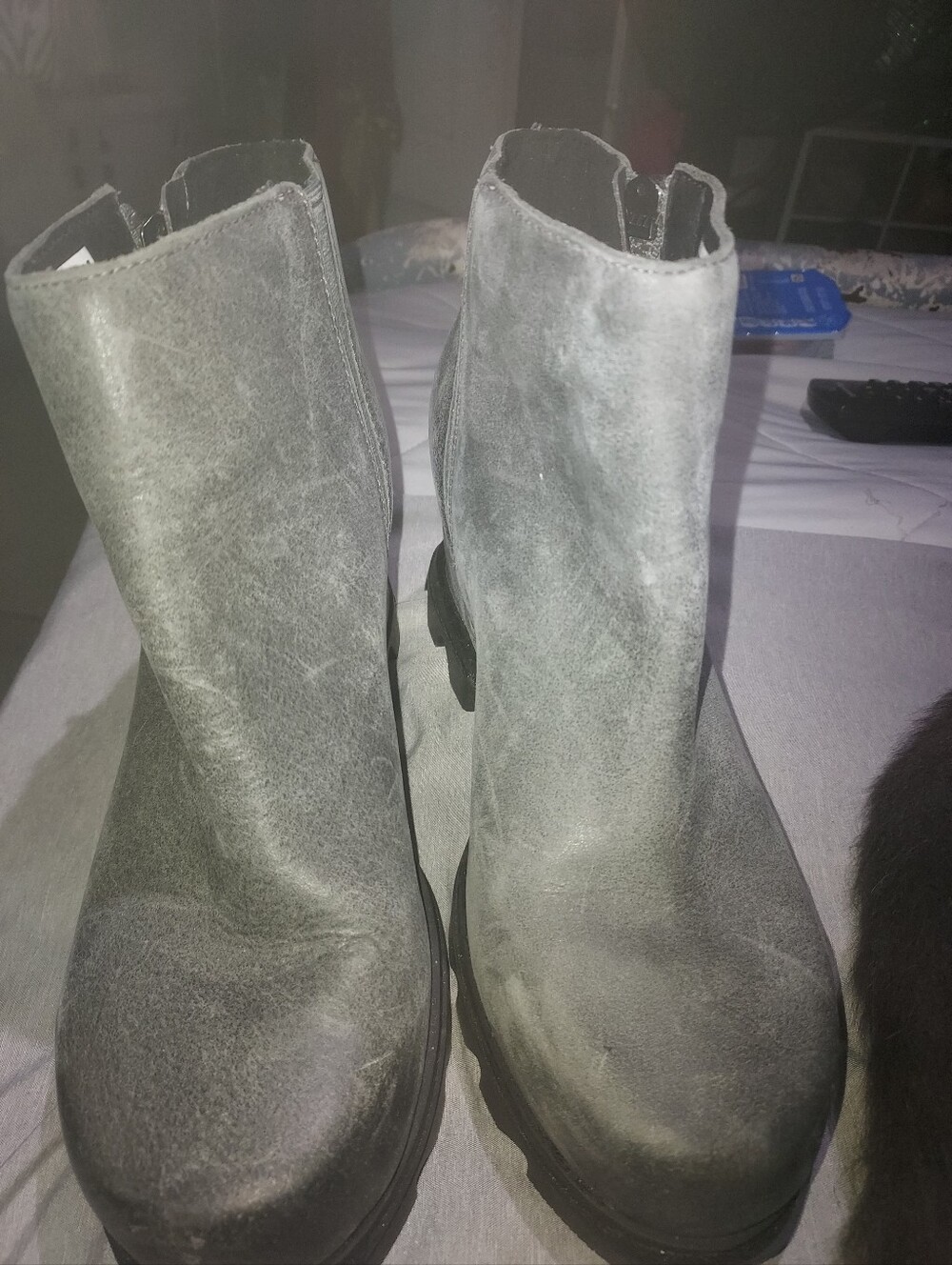 Sorel Gray Suede Platform Ankle Boots